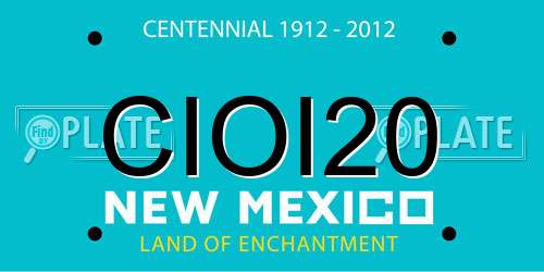 CIOI20 New Mexico License Plate
