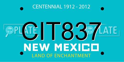 CIT837 New Mexico License Plate