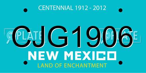 CJG1906 New Mexico License Plate