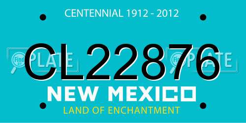 CL22876 New Mexico License Plate