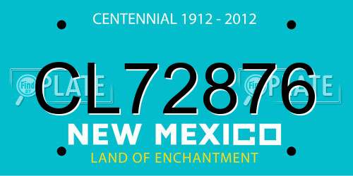 CL72876 New Mexico License Plate