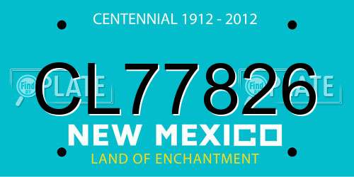 CL77826 New Mexico License Plate