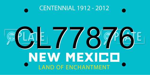 CL77876 New Mexico License Plate