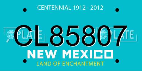 CL85807 New Mexico License Plate