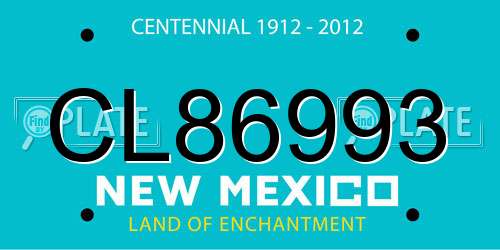 CL86993 New Mexico License Plate