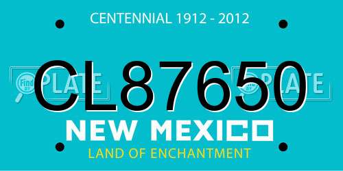 CL87650 New Mexico License Plate