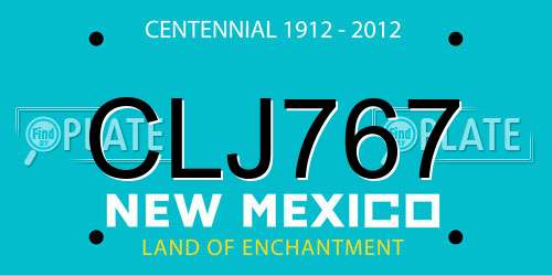 CLJ767 New Mexico License Plate