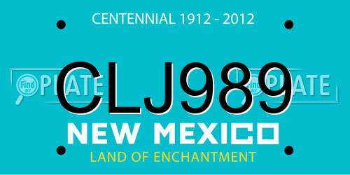 CLJ989 New Mexico License Plate