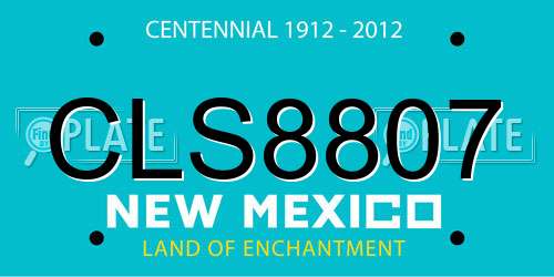CLS8807 New Mexico License Plate