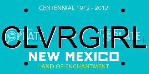 CLVRGIRL New Mexico License Plate