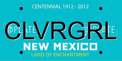 CLVRGRL New Mexico License Plate