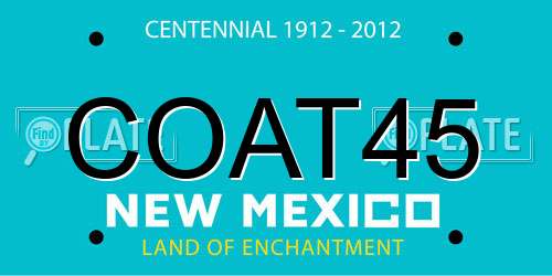 COAT45 New Mexico License Plate