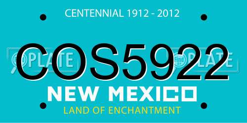 COS5922 New Mexico License Plate