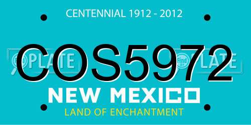 COS5972 New Mexico License Plate