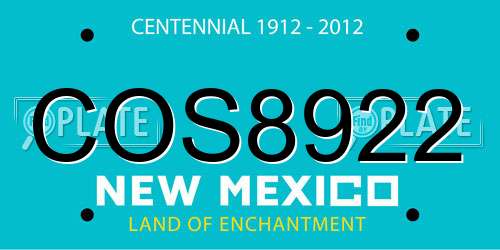 COS8922 New Mexico License Plate