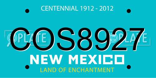 COS8927 New Mexico License Plate