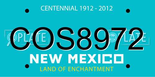 COS8972 New Mexico License Plate