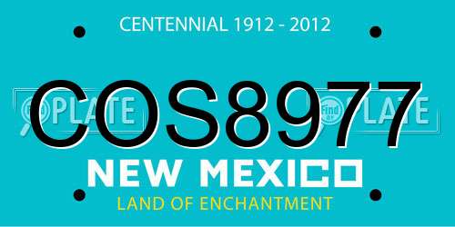 COS8977 New Mexico License Plate