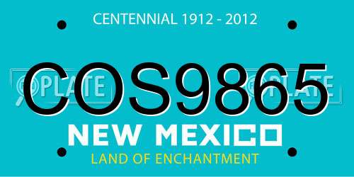 COS9865 New Mexico License Plate