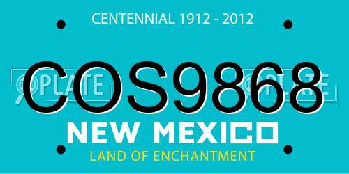 COS9868 New Mexico License Plate