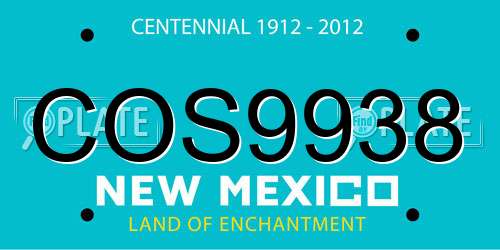 COS9938 New Mexico License Plate