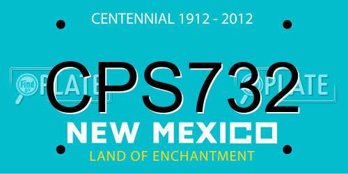 CPS732 New Mexico License Plate
