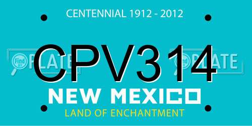CPV314 New Mexico License Plate