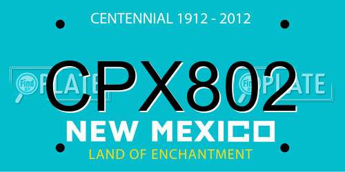 CPX802 New Mexico License Plate