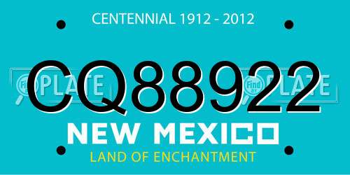 CQ88922 New Mexico License Plate