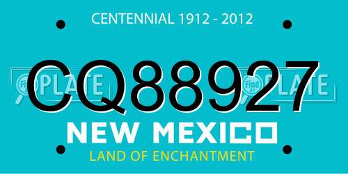CQ88927 New Mexico License Plate