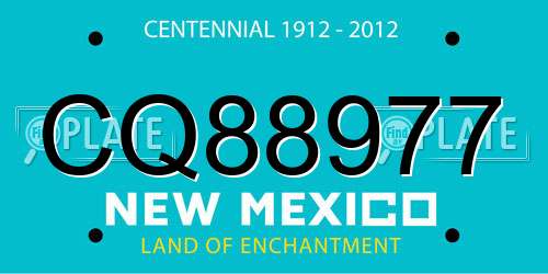 CQ88977 New Mexico License Plate