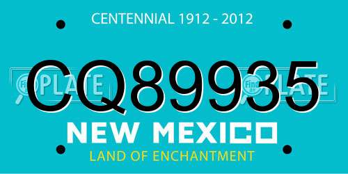 CQ89935 New Mexico License Plate