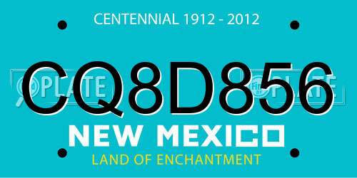 CQ8D856 New Mexico License Plate