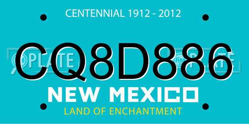 CQ8D886 New Mexico License Plate