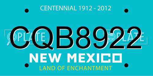 CQB8922 New Mexico License Plate