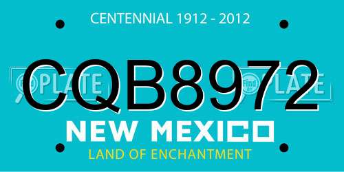 CQB8972 New Mexico License Plate