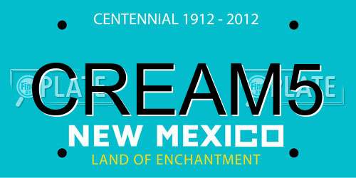 CREAM5 New Mexico License Plate