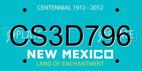 CS3D796 New Mexico License Plate