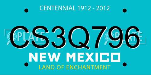 CS3Q796 New Mexico License Plate