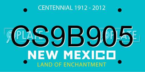 CS9B905 New Mexico License Plate