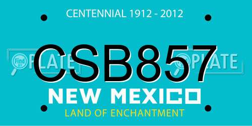 CSB857 New Mexico License Plate