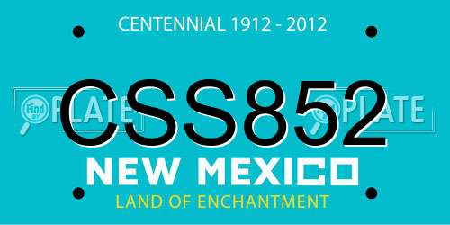 CSS852 New Mexico License Plate