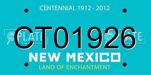 CT01926 New Mexico License Plate