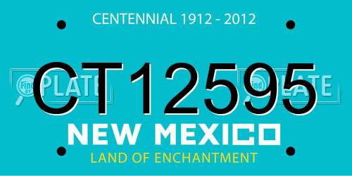 CT12595 New Mexico License Plate