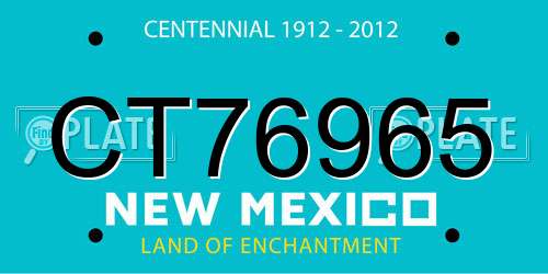 CT76965 New Mexico License Plate