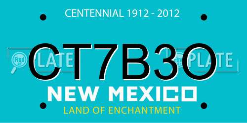 CT7B3O New Mexico License Plate