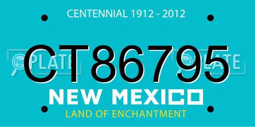CT86795 New Mexico License Plate