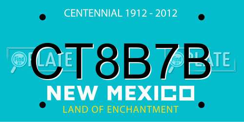 CT8B7B New Mexico License Plate
