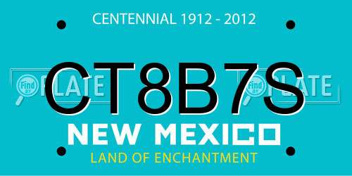 CT8B7S New Mexico License Plate
