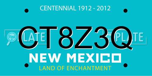 CT8Z3Q New Mexico License Plate